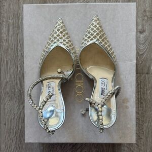 Jimmy Choo Saeda 100 Silver Heels